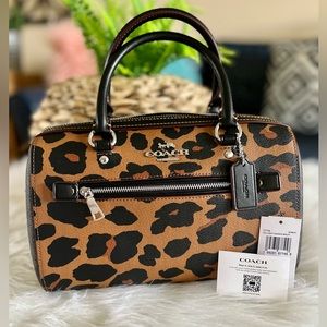 NWT Coach Rowan Satchel With Leopard Print